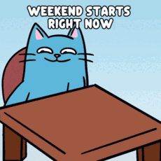 Chat de dessin animé qui renverse une table de joie