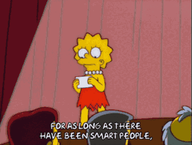 Lisa Simpson qui présente un exposé sur une scène